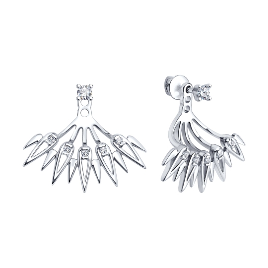 Серьги из серебра с фианитом