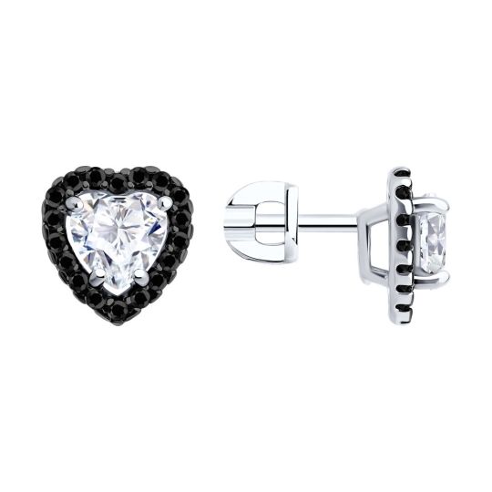 Серьги из серебра с фианитами
