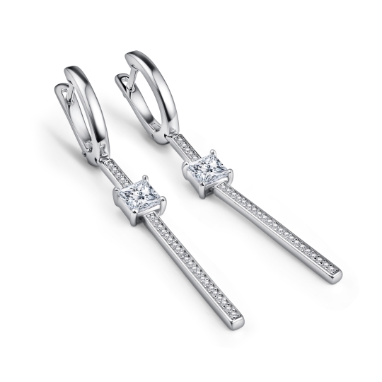 Серьги из серебра с фианитами