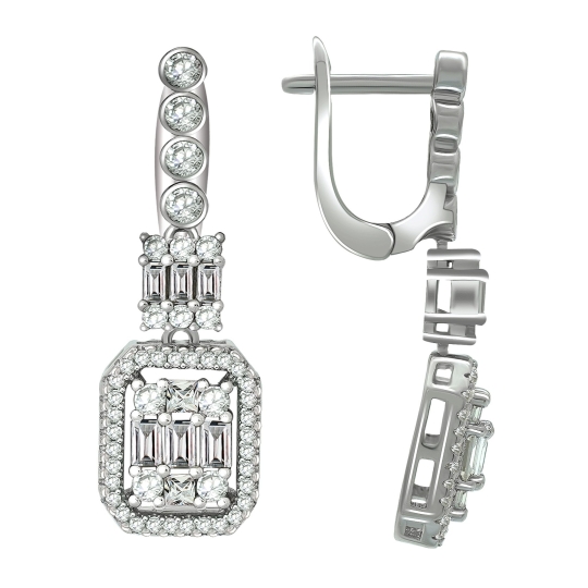 Серьги из серебра с ювелирными кристаллами