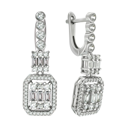 Серьги из серебра с ювелирными кристаллами
