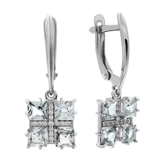 Серьги из серебра с фианитами