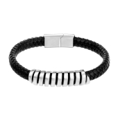 Браслет из кожи со вставками из стали