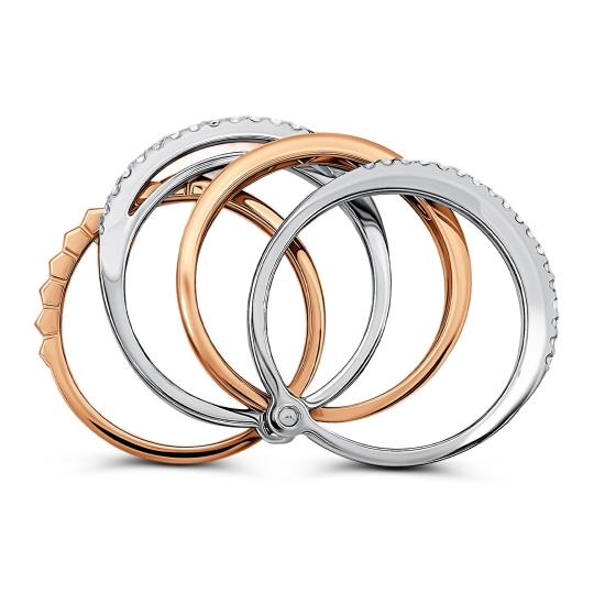 Кольцо из золота с гранатом и фианитами