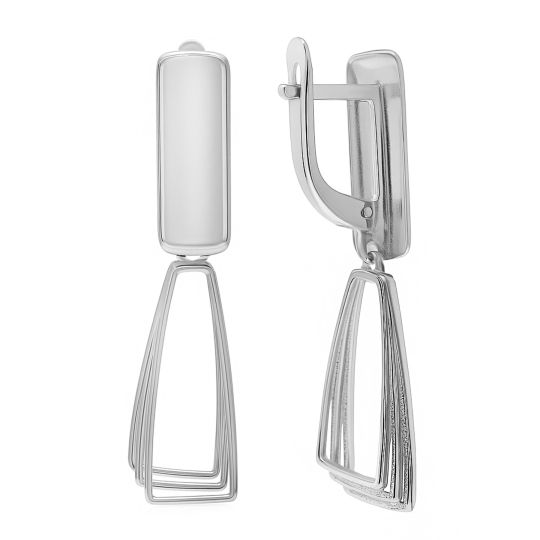 Серьги из серебра с сапфировым корундом и фианитами