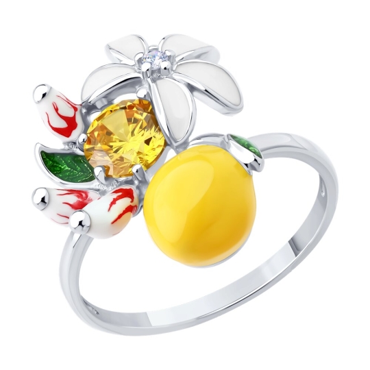 Серьги из серебра с эмалью и фианитами