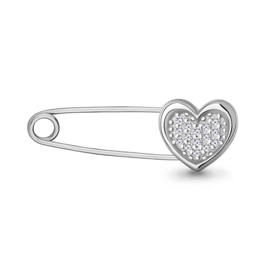 Брошь-булавка из серебра с позолотой и фианитами 