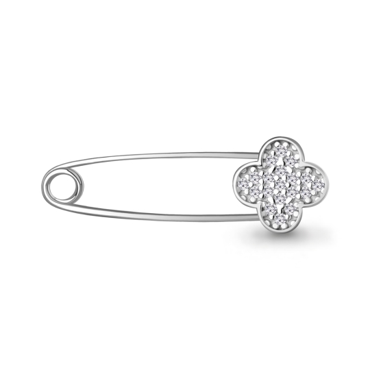 Брошь-булавка из серебра с позолотой и фианитами 