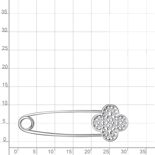 Брошь-булавка из серебра с позолотой и фианитами 