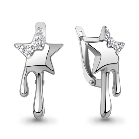 Серьги из серебра с фианитами