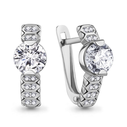 Серьги из серебра с позолотой и фианитами