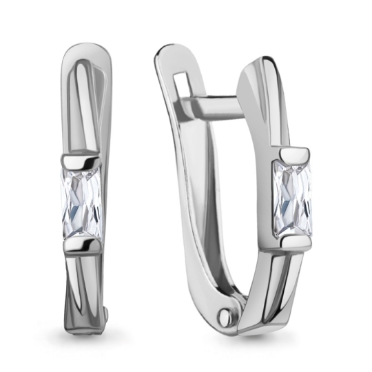 Серьги из серебра с фианитами 