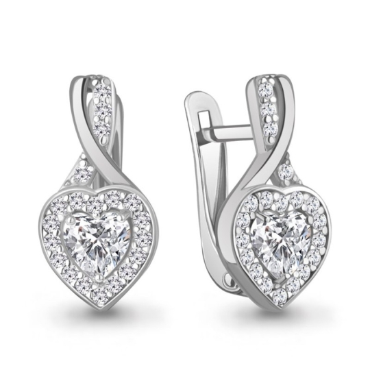 Серьги из серебра с фианитами