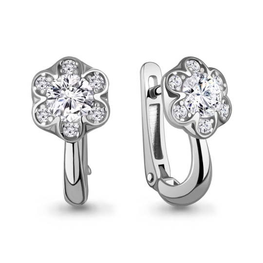 Серьги из серебра с кристаллами Swarovski и фианитами