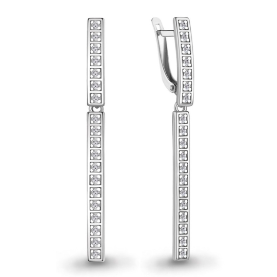 Серьги из серебра с фианитами