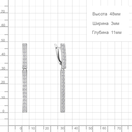 Серьги из серебра с фианитами