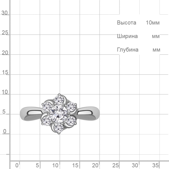 Кольцо из серебра с агатом и фианитами