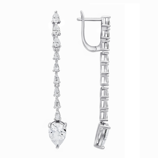 Серьги из серебра с фианитами
