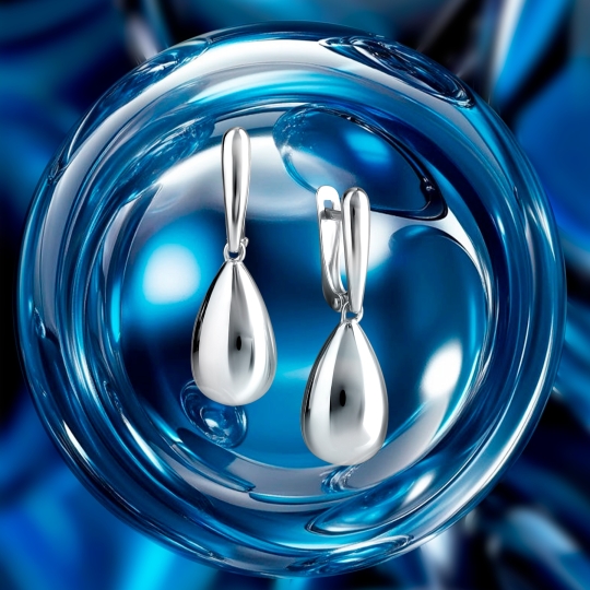 Серьги из серебра с фианитами