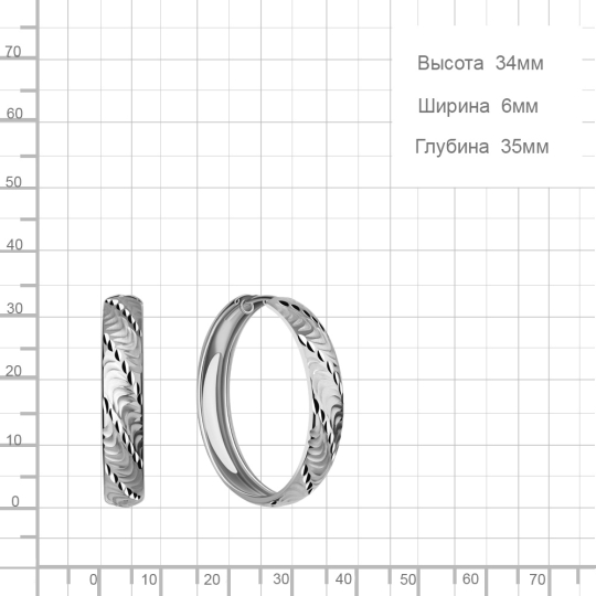 Одиночная серьга из серебра с фианитами