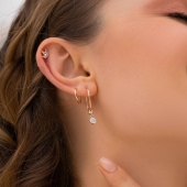 Серьги-кольца из золота с фианитами 