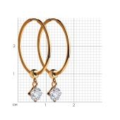 Серьги-кольца из золота с фианитами 