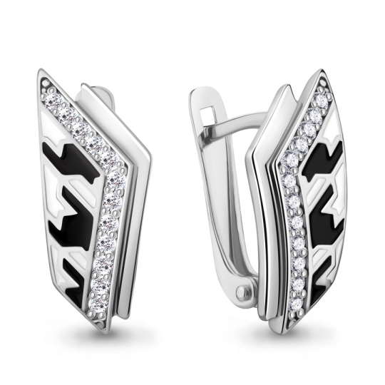 Серьги из серебра с фианитами