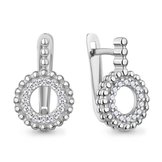 Серьги из серебра с фианитами