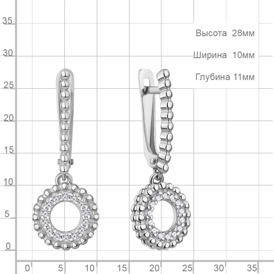 Серьги из серебра с бриллиантами