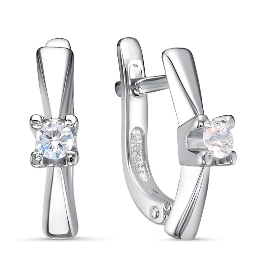 Серьги из серебра с фианитами 