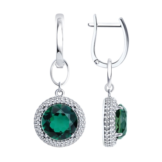 Серьги из серебра с фианитами