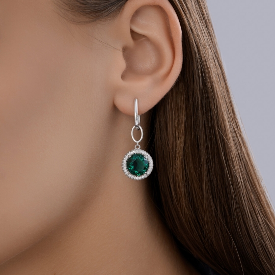 Серьги из серебра с фианитами