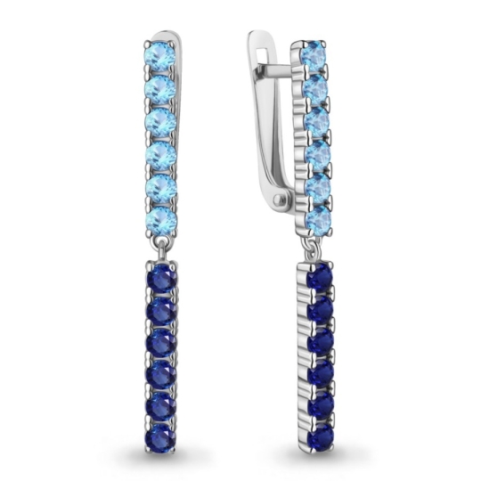 Серьги из серебра с фианитами 