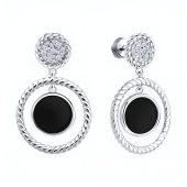 Серьги из серебра с агатом и фианитами