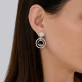Серьги из серебра с агатом и фианитами