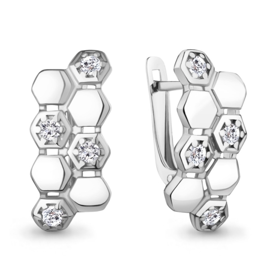 Серьги из серебра с фианитами