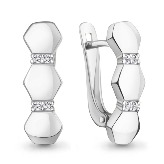 Серьги из серебра с раухтопазами и фианитами