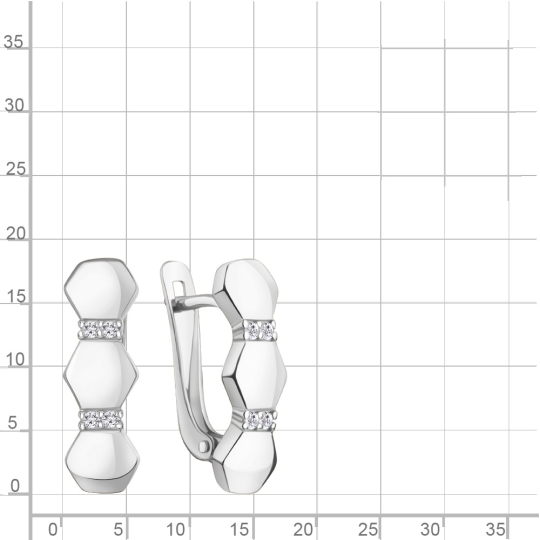 Серьги из серебра с раухтопазами и фианитами