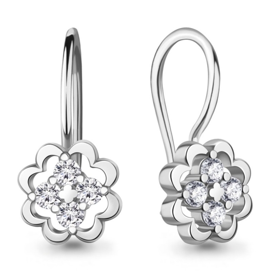 Серьги из серебра с аметистами и фианитами