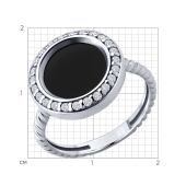 Кольцо из серебра с агатом и фианитами