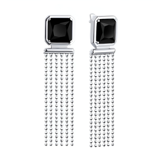 Серьги из серебра с фианитами