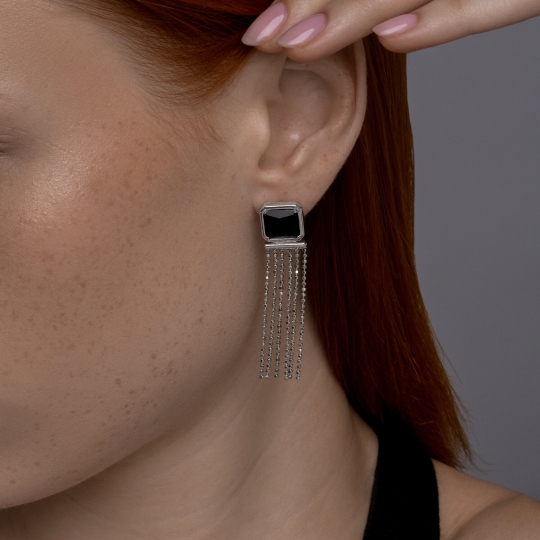 Серьги из серебра с фианитами