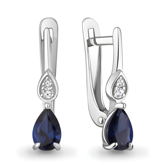 Серьги из серебра с фианитом