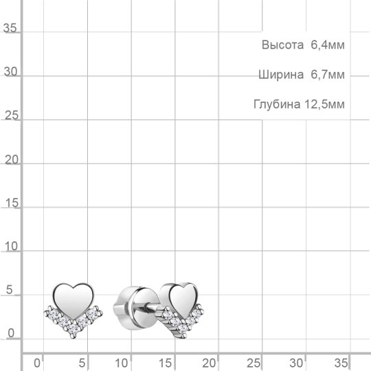 Серьги-продевки из серебра с позолотой и фианитами
