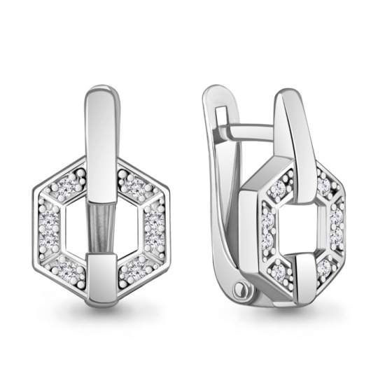 Серьги из серебра с фианитами