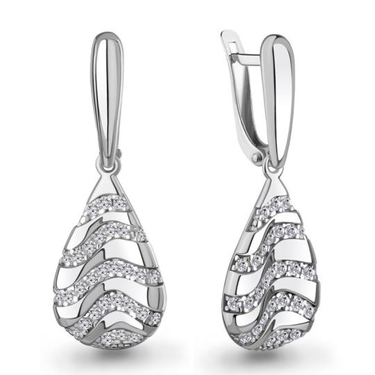 Серьги из серебра с фианитами