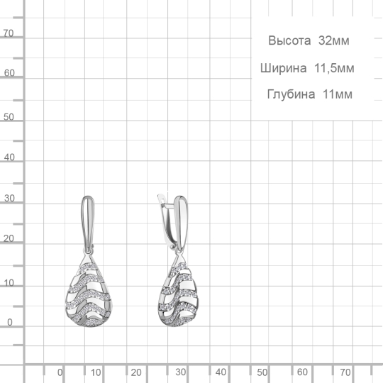 Серьги из серебра с фианитами