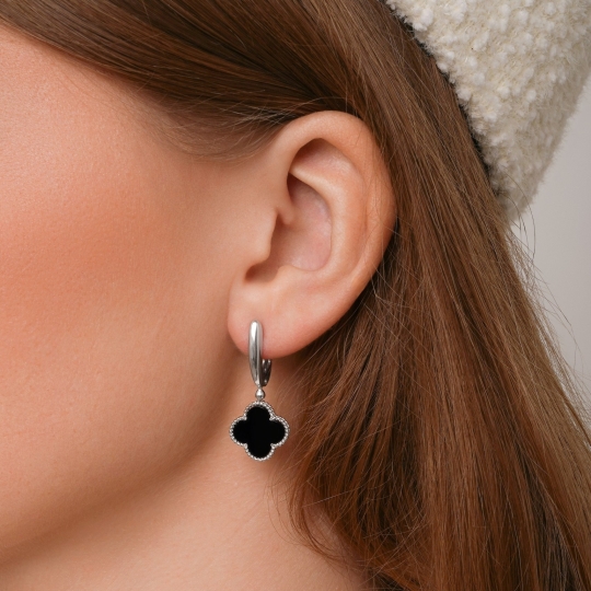 Серьги из серебра с позолотой и фианитами