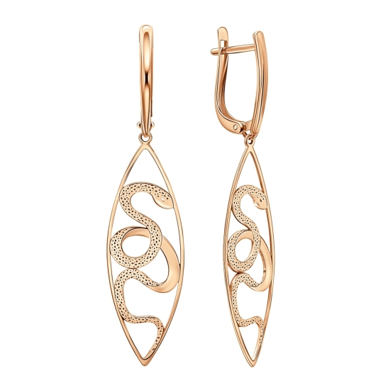 Серьги из золота с фианитами "Сердце"