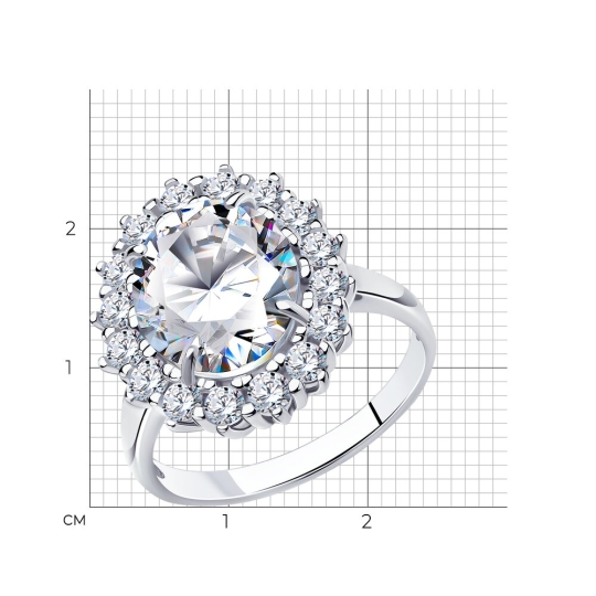 Кольцо из серебра с позолотой и фианитами